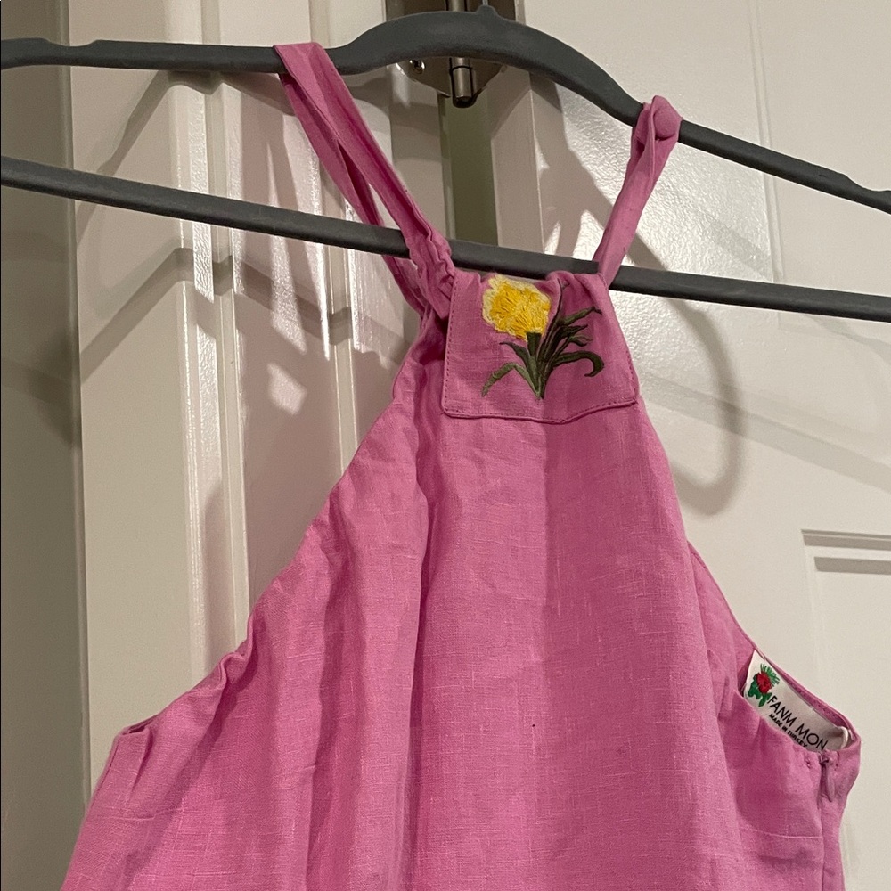 Fanm Mon, Pink Floral Embroidered Maxi Dress, Size S - Picture 3 of 9